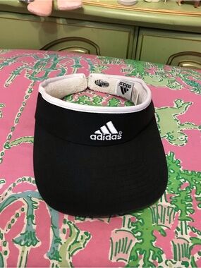 Vintage adidas climalite Black and white terry cloth Visor hat